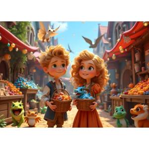 Bluebird Puzzle - Puzzle The Little Dragons Market - 300 piese