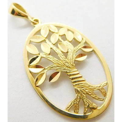 Klenoty Budín Dámský velký gravírovaný zlatý přívěsek života HK3141