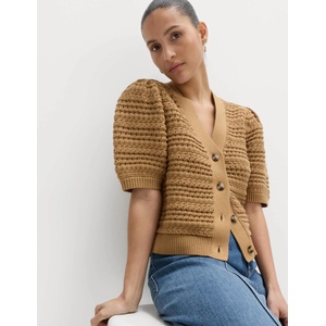 Marks & Spencer Скъсен кардиган от чист памук със събрани ръкави Marks & Spencer кафяво Marks & Spencer | Kafyav | ЖЕНИ | S