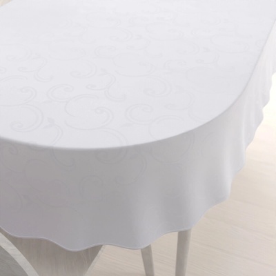 Biante Teflónový oválny obrus TF-100 Biele ornamenty s lístkami 50x100 cm
