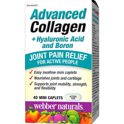 Webber Naturals Advanced Collagen + Hyaluronic Acid and Boron, 40 мини каплети, Webber Naturals