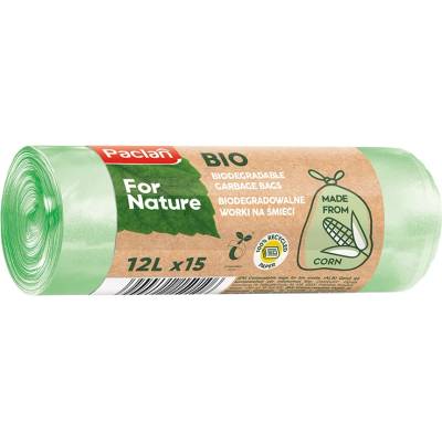 Paclan Биоразградими торби за отпадъци Paclan - For Nature, 12 l, 15 броя, зелени (HGFP266)