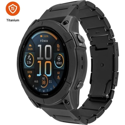 FIXED Титаниева каишка за Garmin QuickFit 26mm смарт часовник, черна FIXTST-QF26MM-BK (FIXTST-QF26MM-BK)