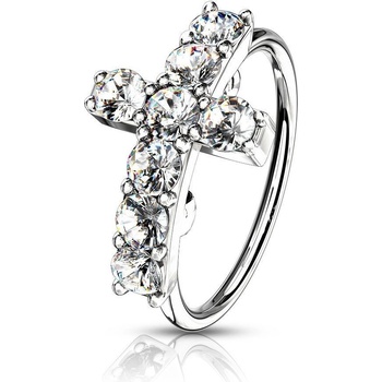 Šperky4U piercing do nosu kroužek s křížkem N0120-STC