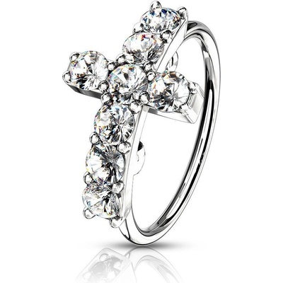 Šperky4U piercing do nosu kroužek s křížkem N0120-STC