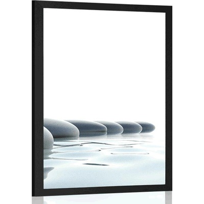 Plakát Zen kameny v řece - 40x60 silver