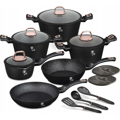 BerlingerHaus Sada hrncov Black Rose keramické 15 ks