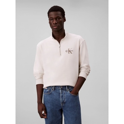Calvin Klein Men's CKJ Monogram Quarter-Zip Fleece - Chalk 67U