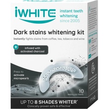 iWHITE Dark Stains Sada na bielenie zubov s mikroperlami s aktívnym uhlím 10 jednorazových aplikátorov