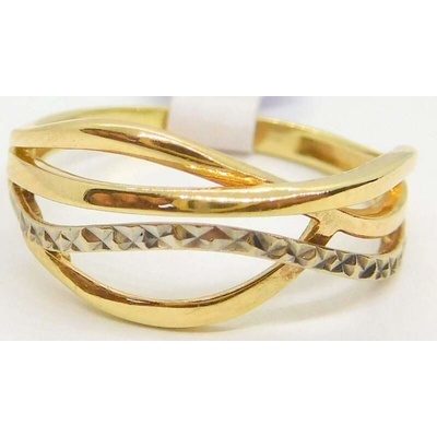 Klenoty Budín zlatý prsten s gravírováním z bílého a žlutého zlata HK1201