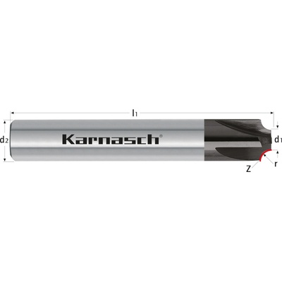 Karnasch 3064940100 | Štvrťkruhová, profilovacia fréza, konkávna 1,0x6-70x8 mm, Z=4