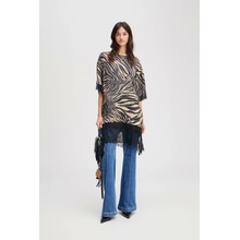 Munthe šaty Leandro čierno béžový zebrový vzor