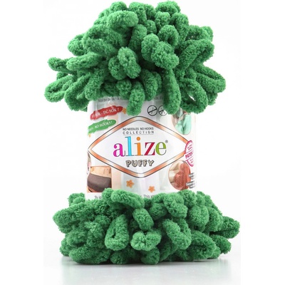 Alize Příze Puffy - žinylka - pro pletení rukama Puffy: 532 Lesní zelená
