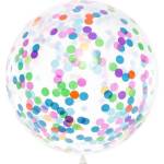 Party Deco Балон Сфера, 1м, Прозрачен с Разноцветни Конфети (bk36-1-000)