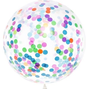 Party Deco Балон Сфера, 1м, Прозрачен с Разноцветни Конфети (bk36-1-000)