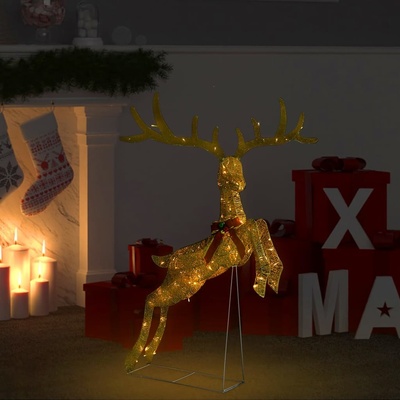 Nabytek XL Vánoční dekorace létající sob 120 teplých bílých LED diod zlatý