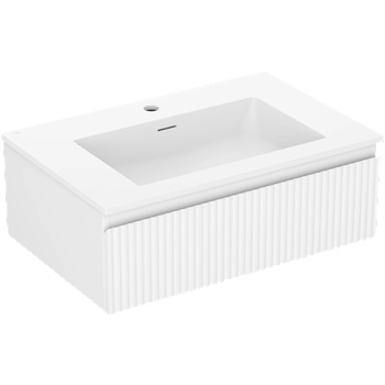 Mexen Rivel долен шкаф за баня 70 см с мивка Otis, 1 чекмедже, набразден, бял мат - 91A20-07023-1-BF01-W18M01 (91A20-07023-1-BF01-W18M01)