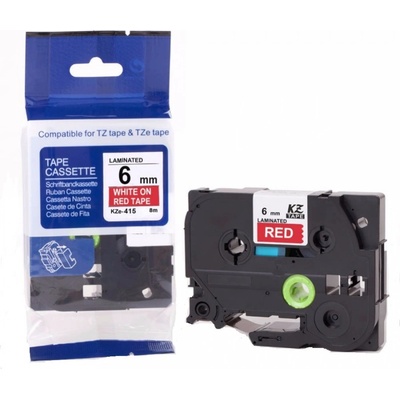Compatible Съвместима лента с Brother TZ-415 / TZe-415, 6mm x 8m, бял печат / червен фон (tze415)