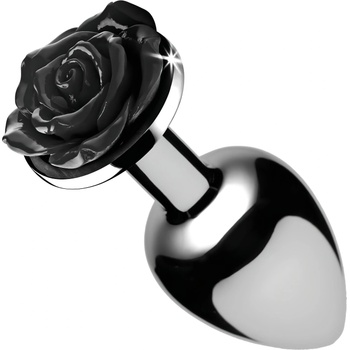 Image 1 of Booty Sparks Black Rose - алуминиев анален плъг (сребристо-черно)