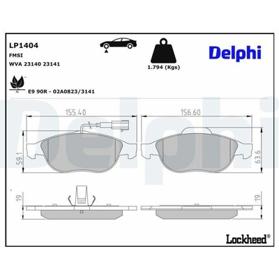 Sada brzdových destiček, kotoučová brzda DELPHI LP1404