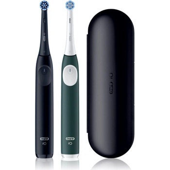 Oral-B iO2 Clean & Gentle електрическа четка за зъби с калъфка ДУО ОПАКОВКА Matt Black & Forest Green