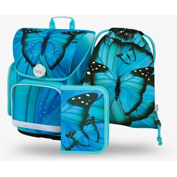 BAAGL Син училищен комплект Ergo - куфарче, моливник, чанта Baagl Butterfly BAAGL | Sin | Момичешки | ONE SIZE