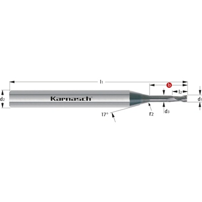 Karnasch 3065420150150 | Tvrdokovová mikro stopková fréza 1,50x15,0-60x4 mm, Z=2