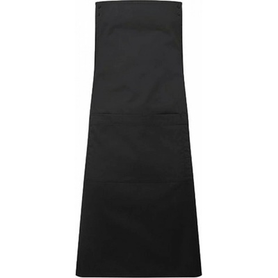 Premier Workwear Zástěra s laclem bez zavazování pro gastro a obsluhu s držákem utěrky a střední kapsou Černá