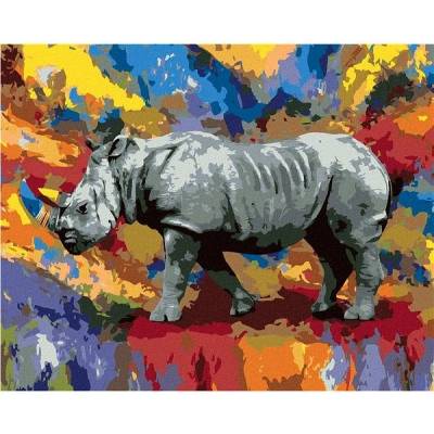 zuty Malování Podle Čísel Barevný Nosorožec 80 x 100 Cm Plátno