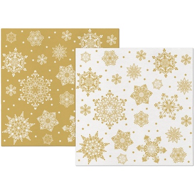Airlaid ubrousky Snowflakes gold-white 40x40cm 12ks