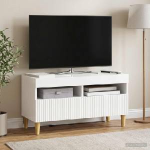 vidaXL LED телевизионен кабинет ARNHEM 81 x 35 x 43 см Бял гланц (896779)