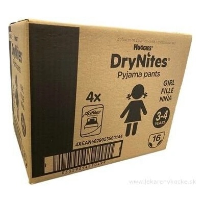 DryNites KIMBERLY-CLARK natah.kalhot.dívky 3-4roky-12-21kg-4x16ks