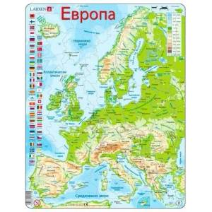 Larsen - Образователен детски пъзел - Карта на Европа - 87 части (K70)