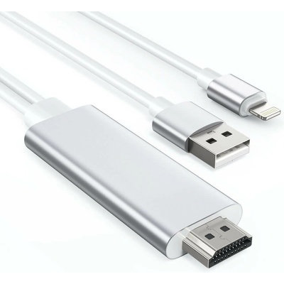 Choetech Кабел Choetech LH0020, от HDMI (м) към USB-A(м)/Lightning(м), 1.8m, бял (LH0020)