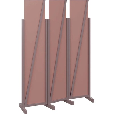Atmosfere LINE 219 dřevěný 3-dílný paraván mobilní výška 1900 mm rám sandy lilac výplň antická růžová