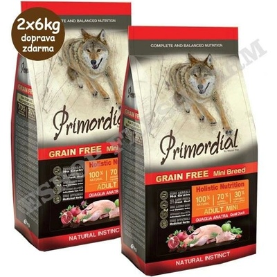 Primordial Grain Free Adult Mini Quail & Duck 2 x 6 kg