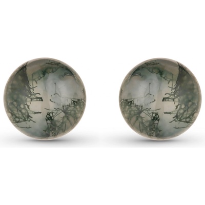 Olivie stříbrné náušnice MECHOVÝ ACHÁT 7765