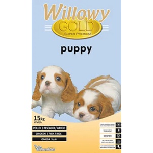 Elmubas Willowy Gold Puppy - супер премиум храна за подрастващи кученца от всички породи, до 1 година, с пилешко и агнешко месо, Испания - 15 кг