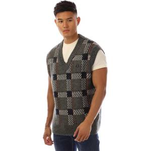 Fred Perry Потник Fred Perry Glitch Tartan Knitted Tank Top - Green