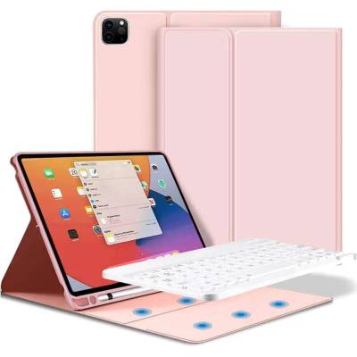 Tech-Protect SC Pen Case and Bluetooth Keyboard - кожен калъф и безжична блутут клавиатура за iPad Pro 11 M2 (2022), iPad Pro 11 M1 (2021), iPad Pro 11 (2020) (розов)