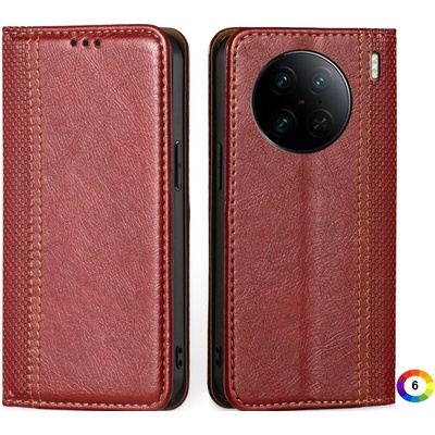 vivo X90 Pro+ Grid Texture Magnetic Wallet Калъф и Протектор