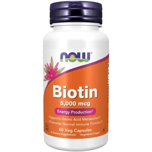 NOW БИОТИН B-7 5000 мкг- NOW Foods - 60 капсули (NF0471)
