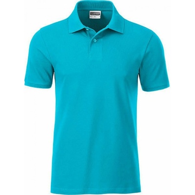 James & Nicholson pánské bavlněné polo s knoflíkovou légou tyrkysová modrá