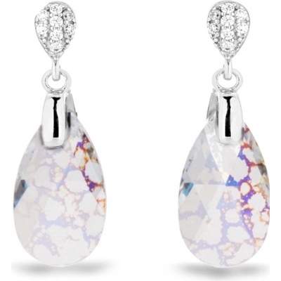 Spark stříbrné náušnice s krystaly Swarovski Elements měnivá kapka Dainty Drop KW610616WP White Patina