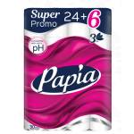 Papia 24+6бр Тоалетна Хартия Трипластова Бяла Папия/ Papia (р-824390)