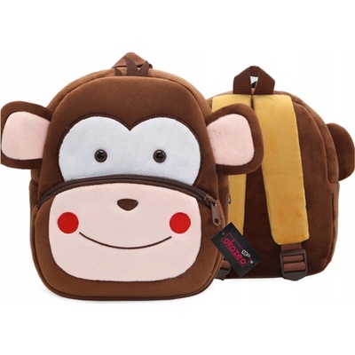 Predškolský viac-komorový batoh HAPPY MONKEY Okazeo pre chlapcov a dievčatá, odtiene hnedej a béžovej