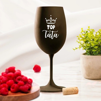 Ahome CZ ČERNÁ sklenice na víno TOP Táta 450 ml