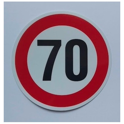 Samolepka konstrukční rychlosti 70 km, reflexní, průměr 15 cm