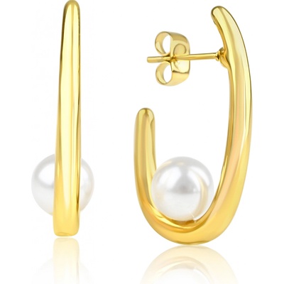 Meucci Pozlacené ocelové náušnice s perlou DE586