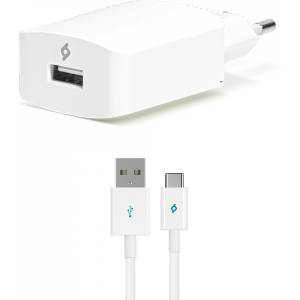 Ttec Зарядно 220V SpeedCharger USB Travel Charger, 2.1A, incl, Type C Cable - Бяло